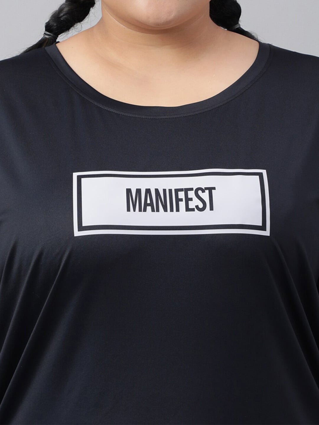 MKH Plus Size Typography Printed Relaxed Fit Dri-FIT T-shirt - Swadesiicart