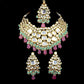 Tehzeeb Creations Back Meenakari Gold-Polished Multicolor Color Tika Earring Jewellery Set Uncut Big Faux Kundan Dibbi Kundan Choker Necklace Set | Swadesiicart