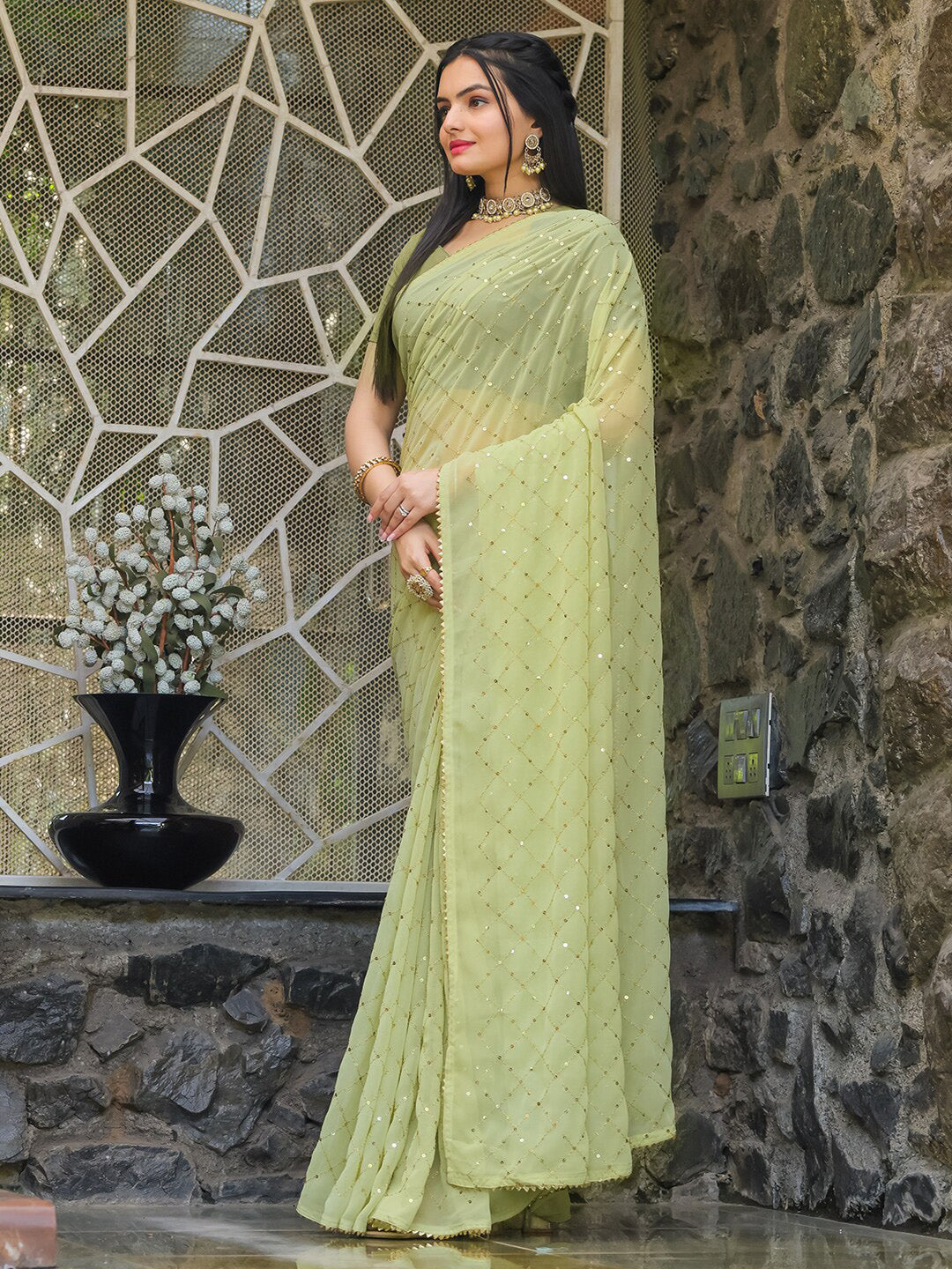 Tikhi Imli Embellished Sequinned Saree | Swadesiicart