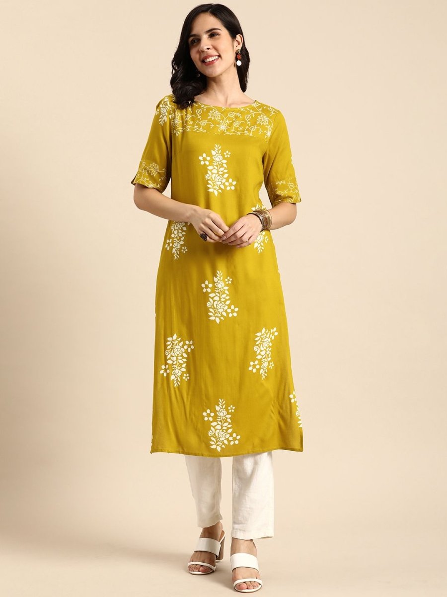 Anouk Floral Printed Round-Neck Regular Kurta - Swadesiicart
