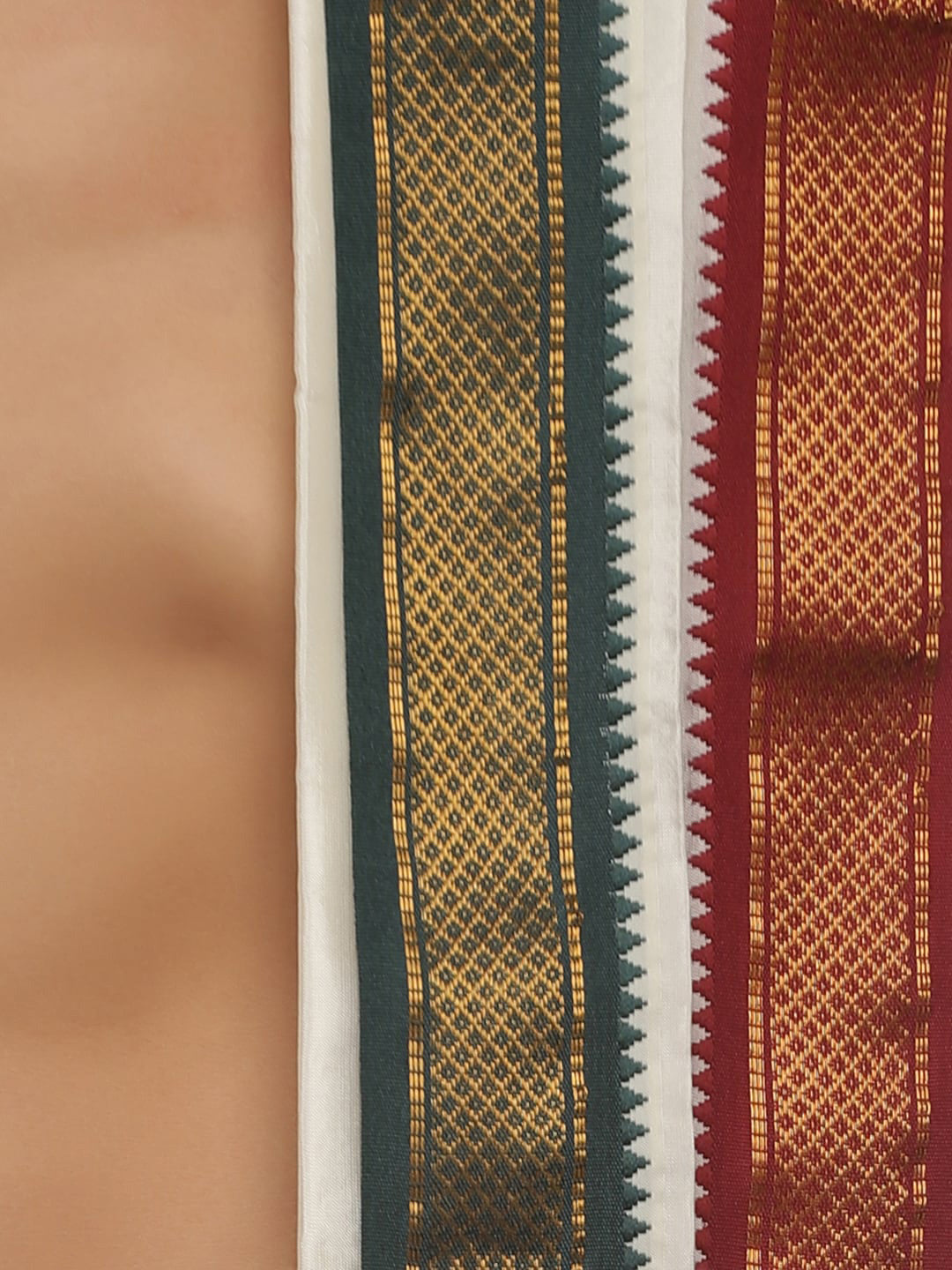 Sethukrishna Men Cream-Coloured Solid Dhotis With Angavastram | Swadesiicart