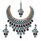 Tehzeeb CreationsDesigner Gold-Polished Elegant Stone Necklace Set For Women & Girls - Swadesiicart
