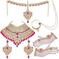 Tehzeeb Creations Designer Magenta Color Gold-Polished Dulhan Choker Bridal Set with sheeshpatti for Girls & Women | Swadesiicart