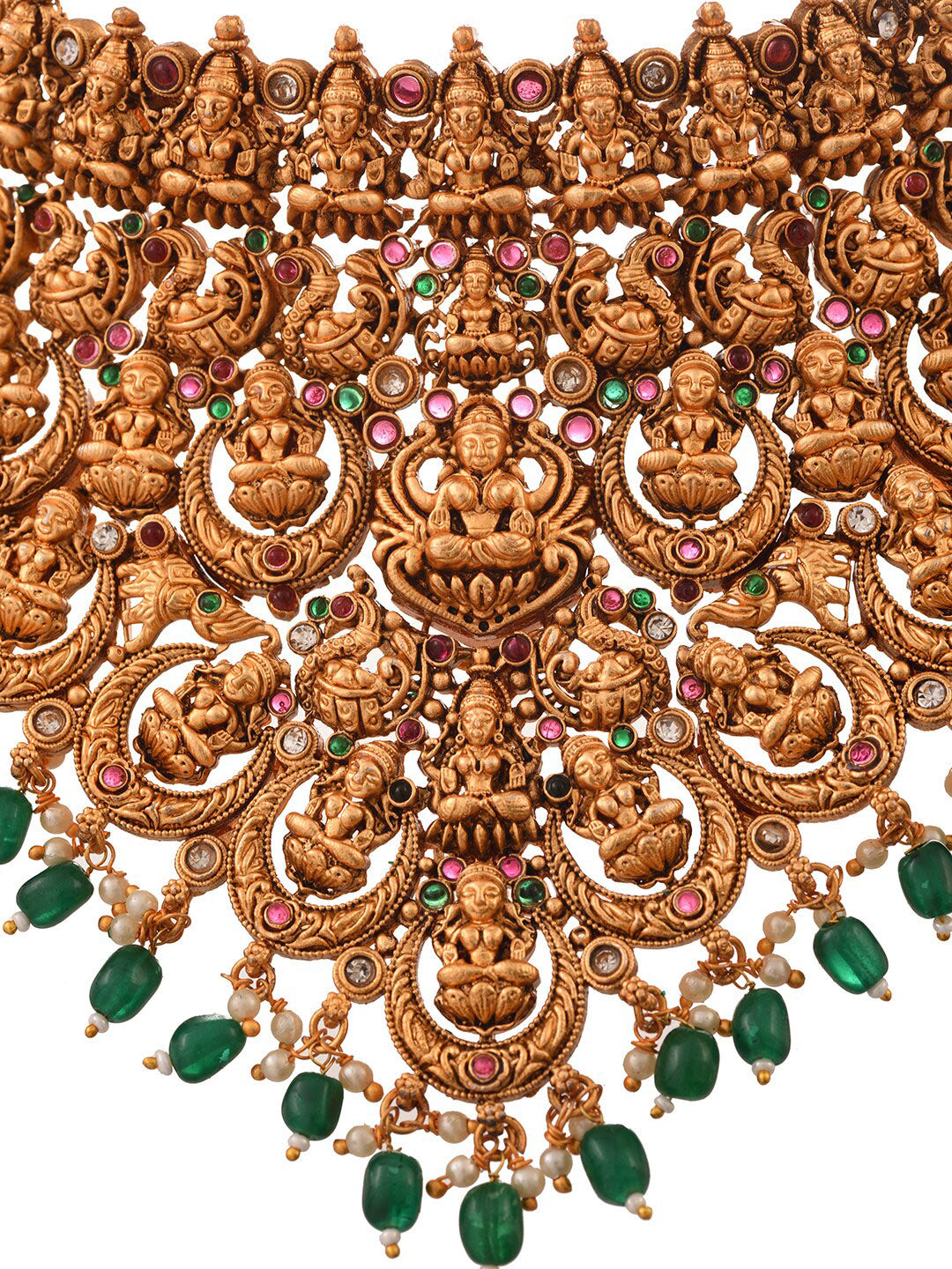 Saraf RS Jewellery Gold-Polished Stone-Studded Jewellery Set - Swadesiicart