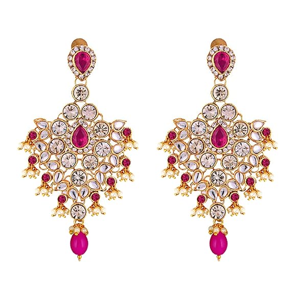 Tehzeeb Creations Designer Magenta Color Gold-Polished Dulhan Choker Bridal Set with sheeshpatti for Girls & Women | Swadesiicart