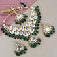 Tehzeeb Creations Gold-Polished Back Meenakari Pearl Uncut, Kundan Choker Necklace Set with Earrings and Mang Tika For Women & Girls | Swadesiicart