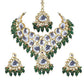 Tehzeeb Creations Gold-Polished Back Meenakari Pearl Uncut, Kundan Choker Necklace Set with Earrings and Mang Tika For Women & Girls | Swadesiicart