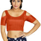 Aastha Fashion Women's Orange Art Silk Cold Shoulder Sleeve Readymade Blouse