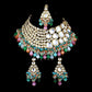 Tehzeeb Creations Meenakari Gold-Polished Multi color Uncut dibbi Kundan Combo Necklace Set - Swadesiicart