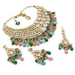 Tehzeeb Creations Meenakari Gold-Polished Multi color Uncut dibbi Kundan Combo Necklace Set - Swadesiicart