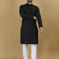 Anaita Black Embroidered Rayon Straight Kurta