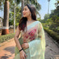 Vamsee Mehar Pista Green Organza Saree - Swadesiicart