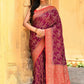 Joban Fashion Hot Pink Crepe Chiffon Pure Handloom Banarasi Silk Saree | Swadesiicart