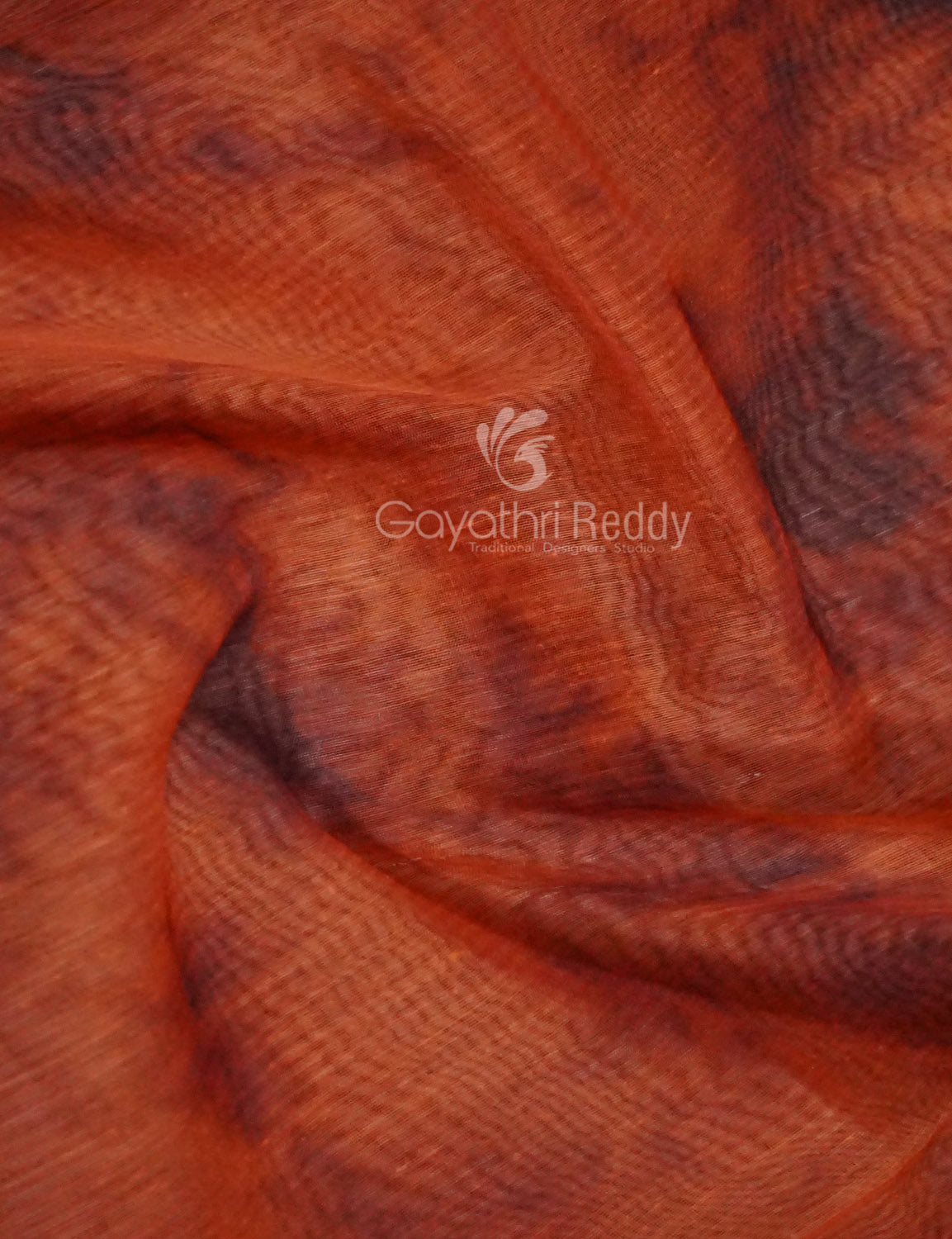 Shades of Orange Colour Shibori Print Semi Chanderi Saree By Gayathri Reddy Designer Studio | Swadesiicart