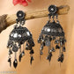 Tehzeeb Creations Women's Black Colour Oxidised Earrings In Jhumki Style | Swadesiicart
