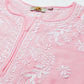 ADA Women Pink & White Ethnic Motifs Embroidered Chikankari Cotton Kurta | Swadesiicart