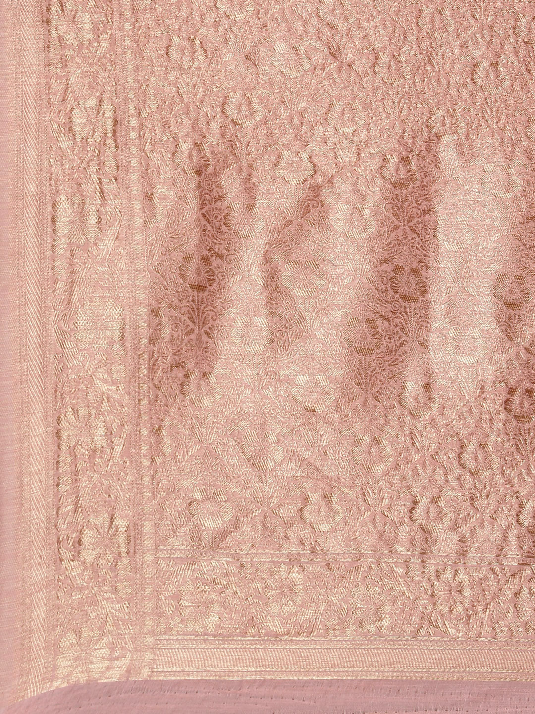 Saree Mall Pink Floral Linen Blend Banarasi Saree | Swadesiicart