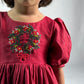 ArthLife Maroon Wreath Partywear Dress