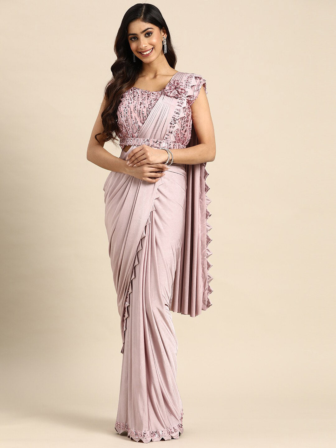 Mitera Embellished Border Ready to Wear Saree | Swadesiicart
