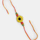 NVR Women & Men Set of 2 Red & Yellow Mirror Work Handcrafted Bhaiya Bhabi Rakhi With Roli Chawal | Swadesiicart