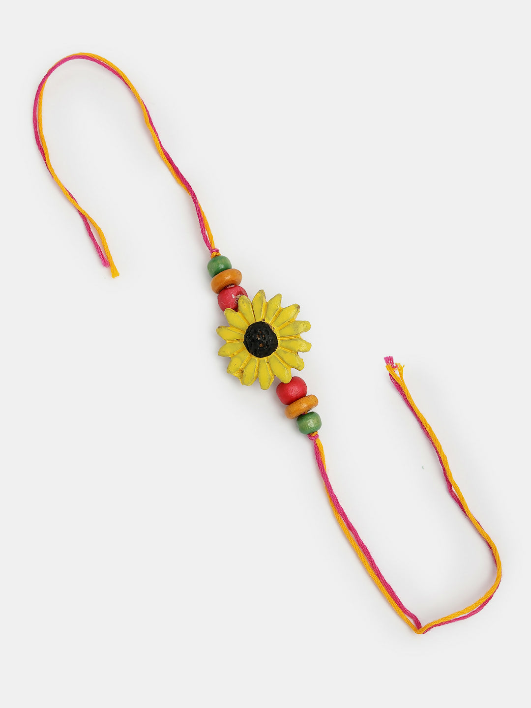 NVR Women & Men Set of 2 Red & Yellow Mirror Work Handcrafted Bhaiya Bhabi Rakhi With Roli Chawal | Swadesiicart