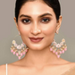 New Stylish Ethnic Partywear Light Pink Hoops Kundan Earrings for Womens by House of Ree | Swadesiicart