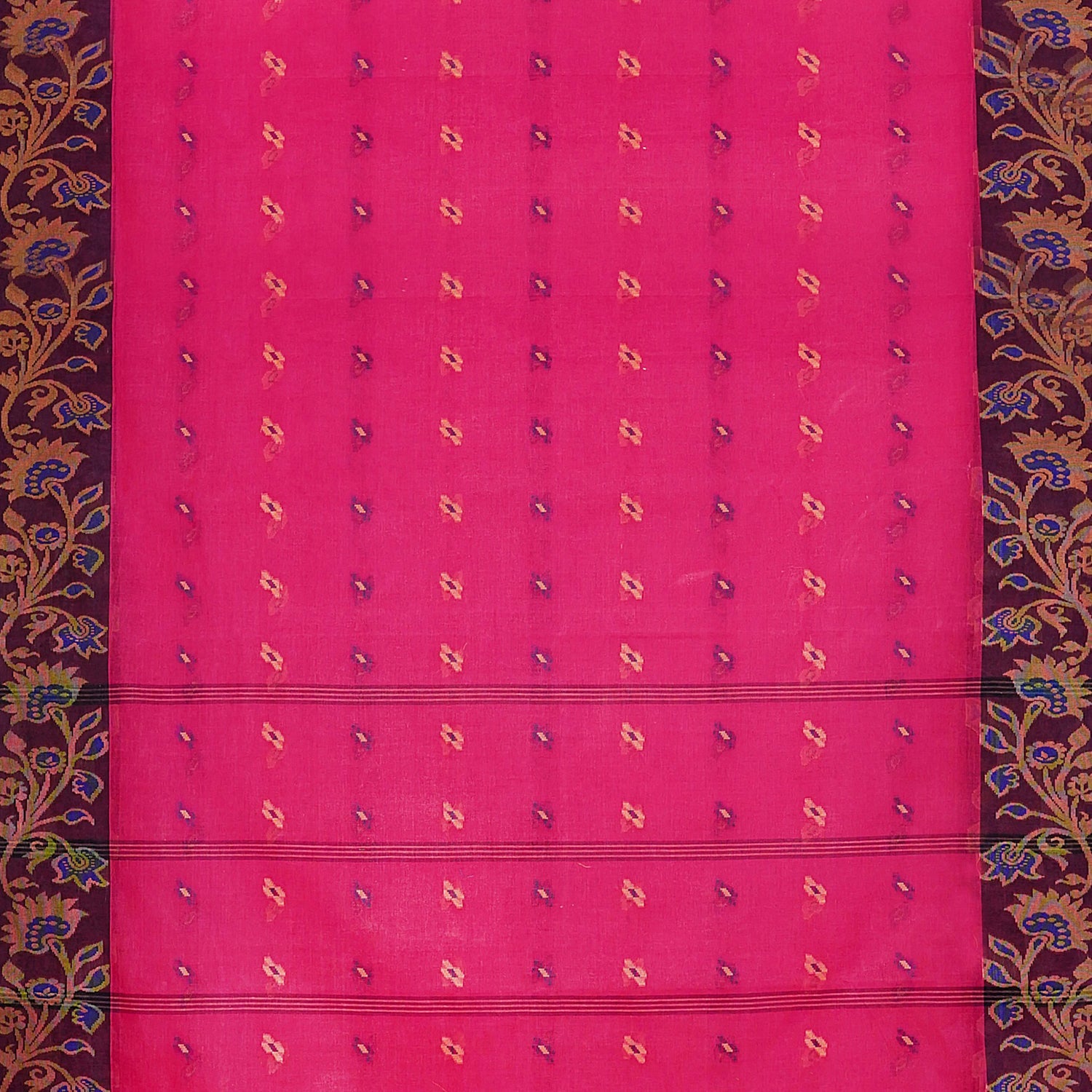 Exclusive Collection 100% Pure Cotton Pink Tant Saree With Hand Weaving Work - Swadesiicart