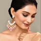 New Stylish Ethnic Partywear Light Pink Hoops Kundan Earrings for Womens by House of Ree | Swadesiicart