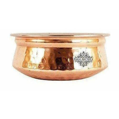 Steel Copper Handi Bowl Hammered Design Serving Dishes - Set of 4 - Swadesiicart