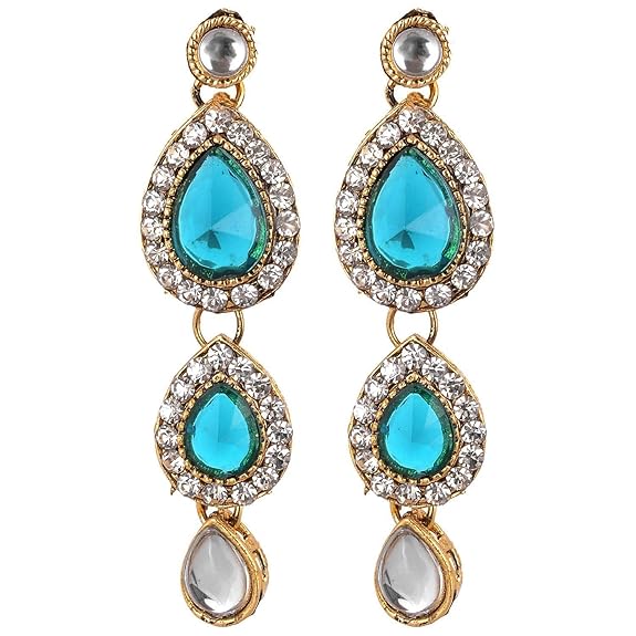 Tehzeeb Creations Traditional Gold-Polished Kundan Necklace Set for Girls & Women - Swadesiicart
