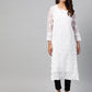 ADA Women White & Black Chikankari Embroidered Sustainable Handloom Kurta with Trousers & Inner | Swadesiicart