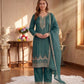 Anaita Teal Green Silk Suit With Embroidery & Sequence Work
