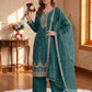 Anaita Teal Green Silk Suit With Embroidery & Sequence Work