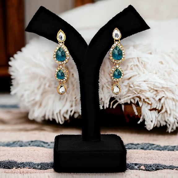 Tehzeeb Creations Traditional Gold-Polished Kundan Necklace Set for Girls & Women - Swadesiicart