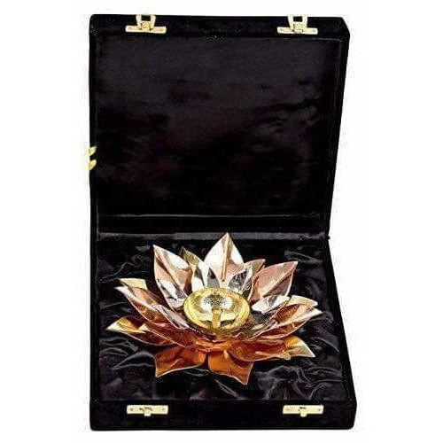 Copper Plated Lotus Design Diya - Swadesiicart