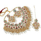 Tehzeeb Creations Back Meenakari Gold-Polished Set with Earring and Mang Tika Combo Uncut Big Faux Kundan Choker Necklace set | Swadesiicart