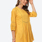 Biba Women Yellow Pleated And Panelled Puff Sleeves Kurti - Swadesiicart