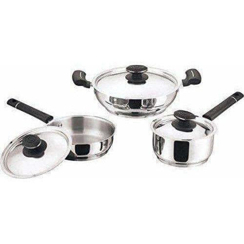 Cookware Stainless Steel - Set of 3 Pieces - Swadesiicart