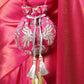 Masq Magenta & White Embroidered Potli Clutch - Swadesiicart