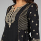 Juniper Women Black Rayon Printed Kurta, Sharara & Dupatta Set | Swadesiicart