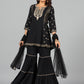 Juniper Women Black Rayon Printed Kurta, Sharara & Dupatta Set | Swadesiicart