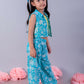 Lil Drama Jaipur Girls Blue Printed Top with Printed Pant Co-ordinate Set - Swadesiicart