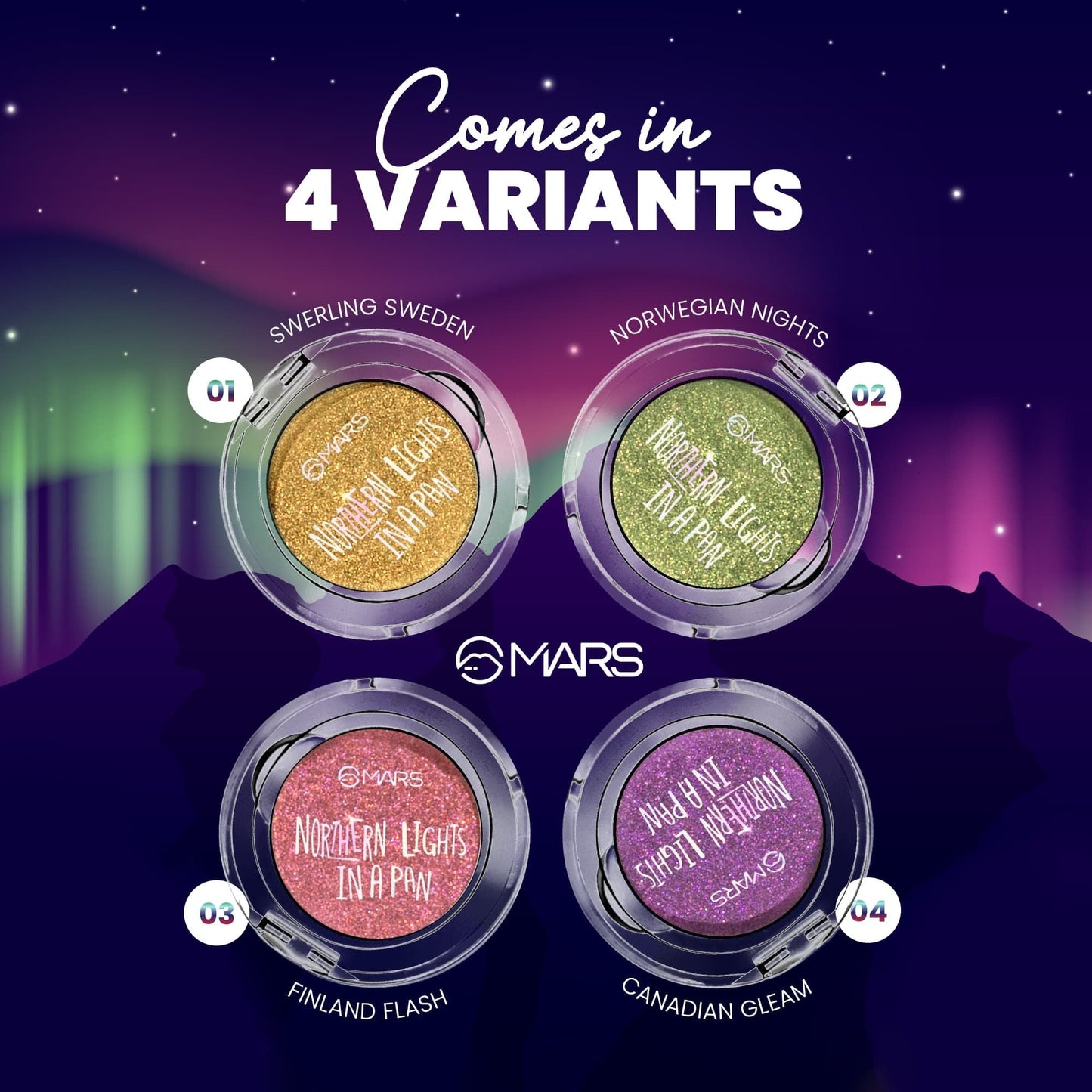 MARS Cosmetics Northern Lights In A Pan Eyeshadow Palette - 04 Canadian Gleam - Swadesiicart