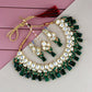 Tehzeeb Creations Meenakari Gold-Polished pentagon shape Uncut Kundan Necklace Set - Swadesiicart