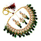 Tehzeeb Creations Meenakari Gold-Polished pentagon shape Uncut Kundan Necklace Set - Swadesiicart