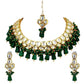 Tehzeeb Creations Meenakari Gold-Polished pentagon shape Uncut Kundan Necklace Set - Swadesiicart
