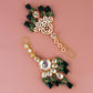 Tehzeeb Creations Back Meenakari Gold-Polished Green Color Tika Earring Combo Uncut Big Faux Kundan Choker Necklace Set | Swadesiicart