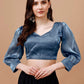 Tikhi Imli Organza Three-Quarter Sleeves Saree Blouse | Swadesiicart