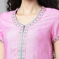 Souchii Pink Embroidered Pastels Kurta - Swadesiicart