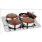 Stainless Steel Serving Set with Wooden Lid and Tray - 4 Pieces - Swadesiicart